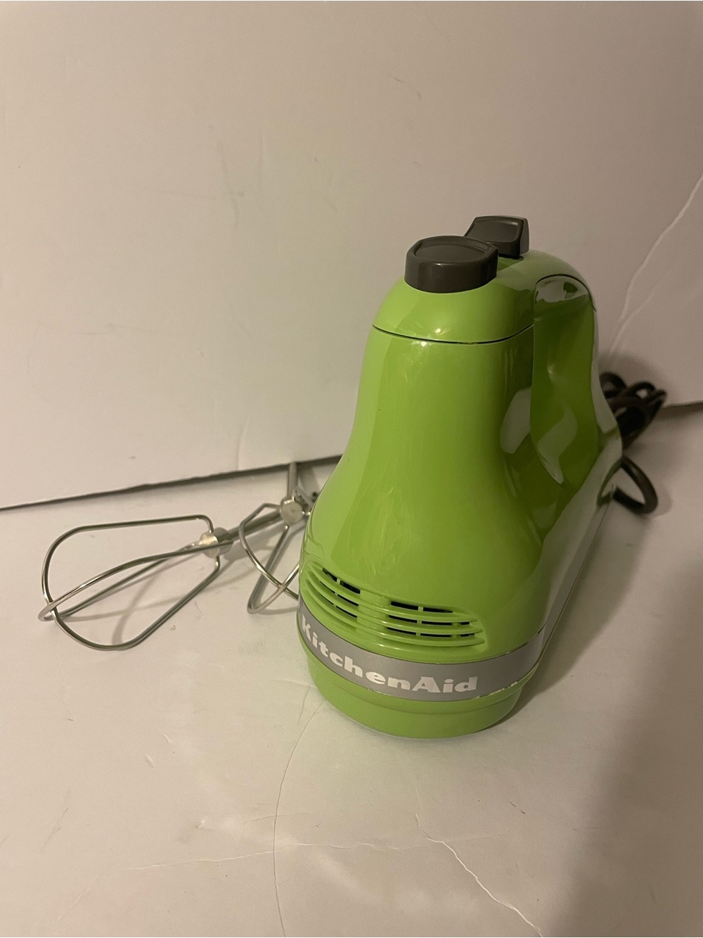 KitchenAid Bright Green Hand Mixer with Stainless Beaters